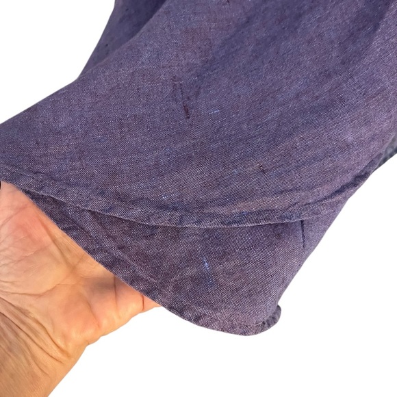 Flax 100% Linen Periwinkle Blue Short Sleeve Scooped Neck Top Sz M - Picture 4 of 11